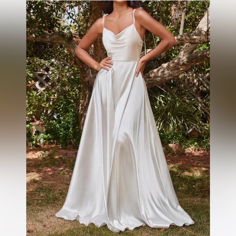 Cinderella Divine Ravishing Cowl A-Line Satin Gown
